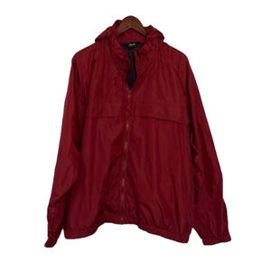 EDDIE Bauer Nylon Shell Windbreaker Packable Hidden Hood Colour Burgundy Large